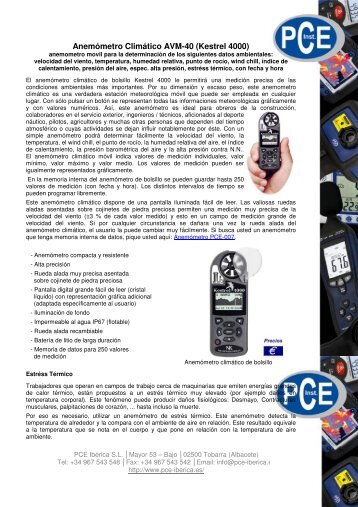 Anemómetro Climático AVM-40 (Kestrel 4000) - PCE Ibérica