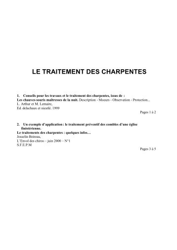 le traitement des charpentes - Le Groupe ChiroptÃ¨res de Provence