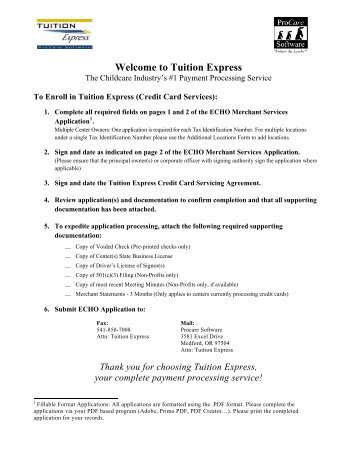 Welcome to Tuition Express - Procare Software