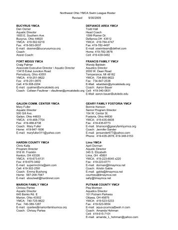 Swim league roster - Toledo YMCA Swimming