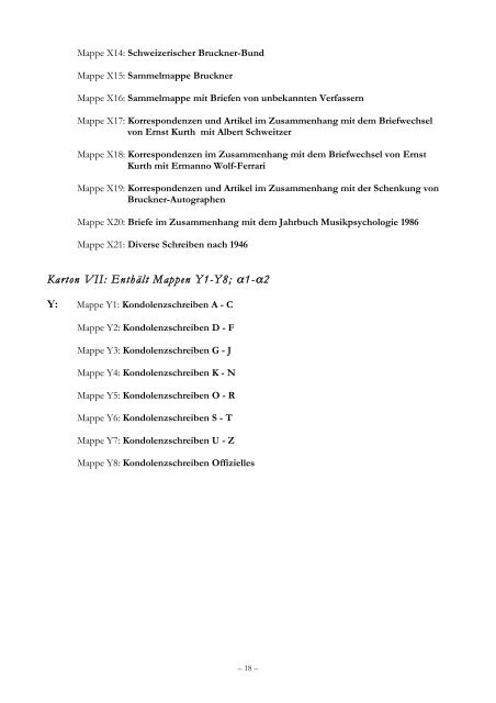 Inventar Nachlass Ernst Kurth - Institut für Musikwissenschaft ...