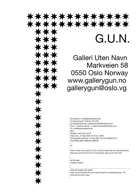 G.U.N, Galleri Uten Navn (Oslo, Norway) - Sparwasser HQ