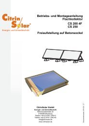 Betriebs- und Montageanleitung Flachkollektor CS 200 ... - Citrin Solar