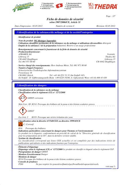 Fiche de donnÃƒÂ©es de sÃƒÂ©curitÃƒÂ©