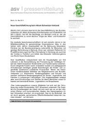 asv pressemitteilung - Albert-Schweitzer-Verband