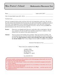 Mathematics Placement Test - Miss Porter's School