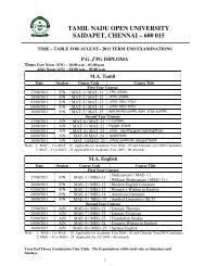 tamil nadu open university saidapet, chennai â 600 015 - India Results