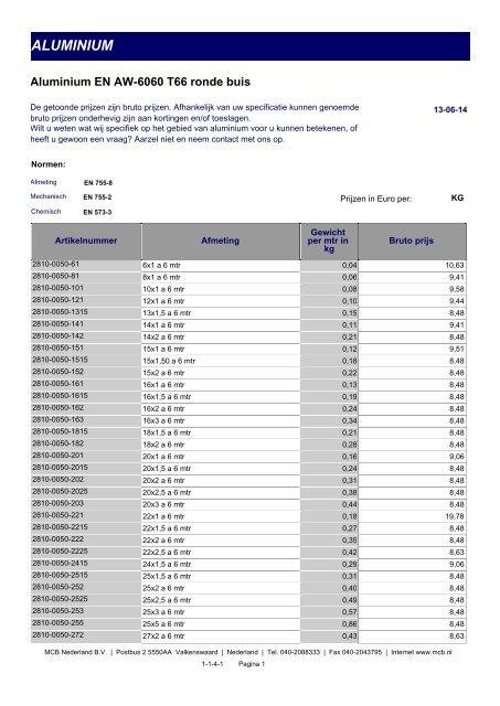 ALUMINIUM - MCB Nederland B.V.