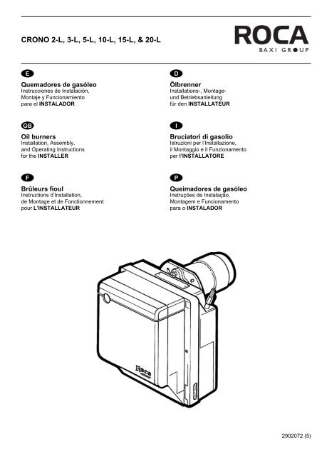 crono 2-l, 3-l, 5-l, 10-l, 15-l, & 20-l - Baxi