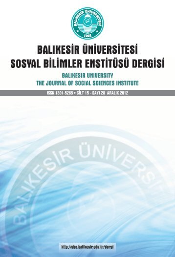 AralÄ±k 2012 - Sosyal Bilimler EnstitÃ¼sÃ¼ - BalÄ±kesir Ãniversitesi