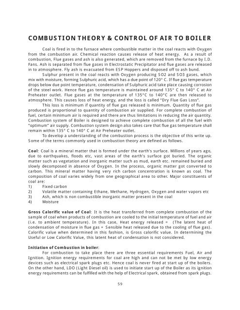 combustion theory & control of air to boiler - Mahagenco