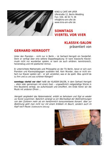 gerhard herrgott - Kino & CafÃ© am Ufer