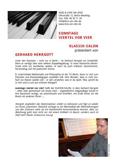 gerhard herrgott - Kino & CafÃ© am Ufer