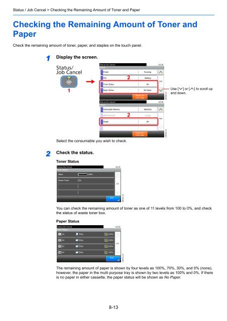 1 Display the screen. - UTAX UK