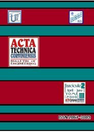 ACTA TECHNICA CORVINIENSIS - Bulletin of Engineering