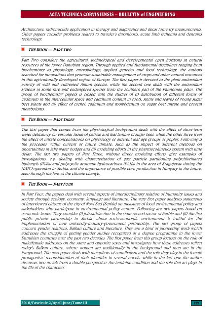 ACTA TECHNICA CORVINIENSIS - Bulletin of Engineering