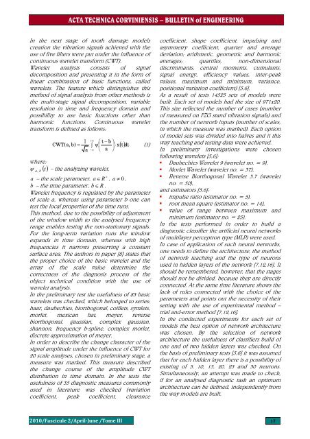 ACTA TECHNICA CORVINIENSIS - Bulletin of Engineering