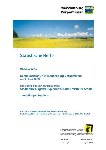 Statistische Hefte Wahlen 2009 Kommunalwahlen in Mecklenburg  ...