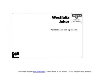 Download 1985 VW Westfalia Joker Maintenance and Operation ...