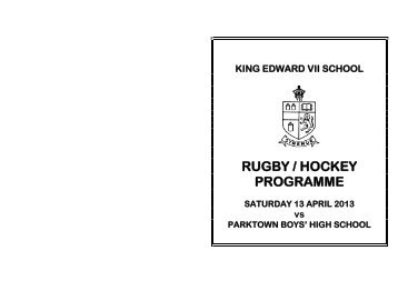 RUGBY / HOCKEY PROGRAMME - King Edward VII School