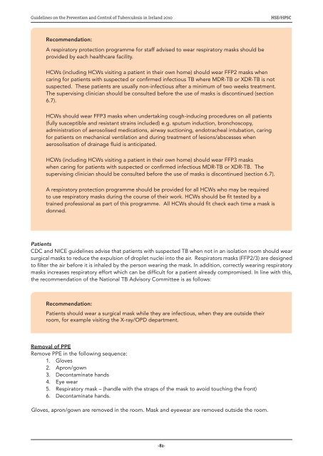 Guidelines on the Prevention and Control of Tuberculosis in Ireland