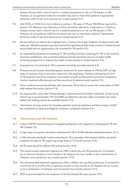 Guidelines on the Prevention and Control of Tuberculosis in Ireland