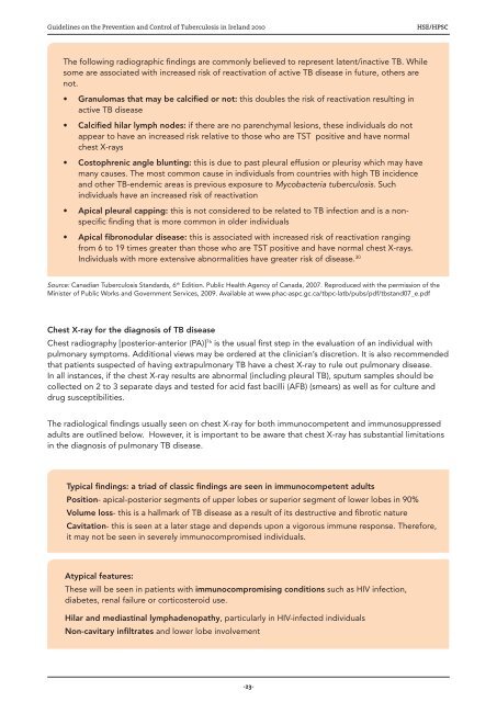 Guidelines on the Prevention and Control of Tuberculosis in Ireland