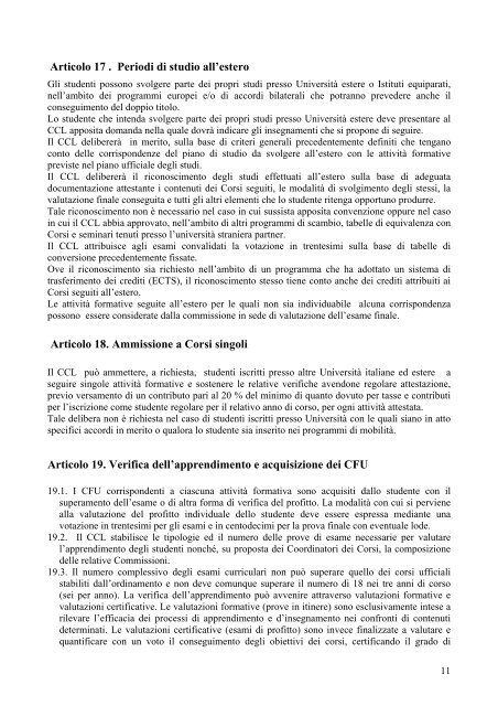 BOZZA DI REGOLAMENTO DEI CORSI DI LAUREA ... - Medicina