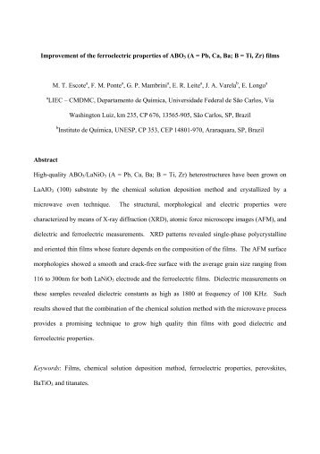 Improvement of the ferroelectric properties of ABO3 (A = Pb ... - SEE