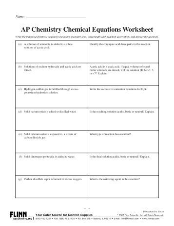 32 Ap Chemistry Chemical Equations Worksheet Answers - Worksheet