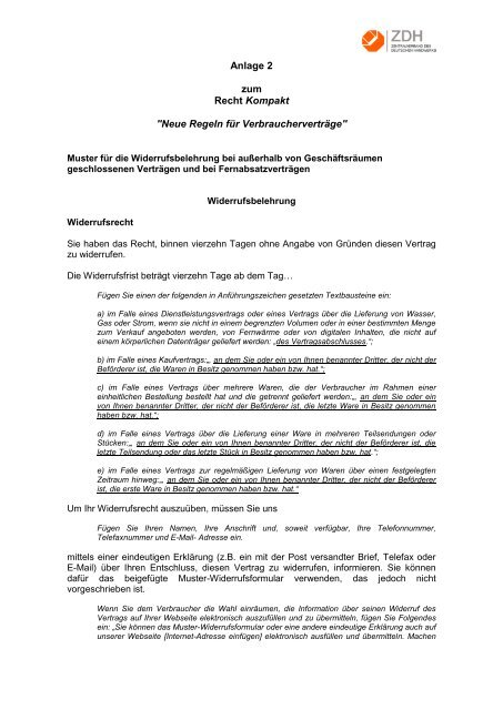 Muster Widerrufsbelehrung Uhn