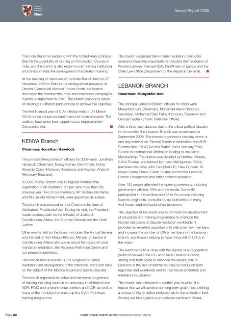 Annual Report 2009 - Chartered Institute of Arbitrators