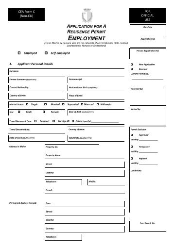 Form C - Application for Residence Permit submitted by a non-EU ...