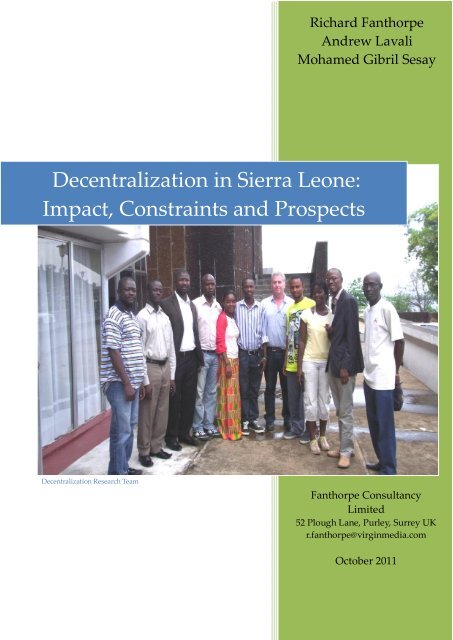 Decentralization in Sierra Leone - Research for Development