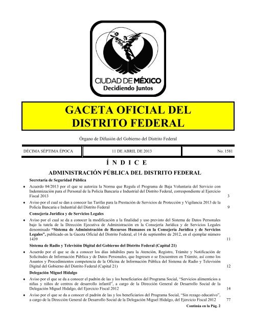 gaceta oficial del distrito federal - DelegaciÃ³n Miguel Hidalgo