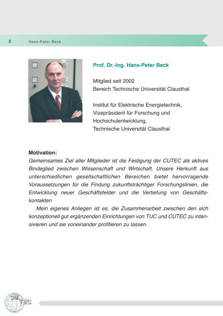 Wissenschaftlicher Beirat der CUTEC-Institut GmbH