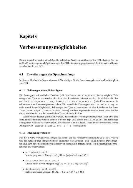 ODL-Sprachkonstrukte und interaktive Benutzerschnittstelle - TUM