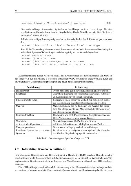 ODL-Sprachkonstrukte und interaktive Benutzerschnittstelle - TUM