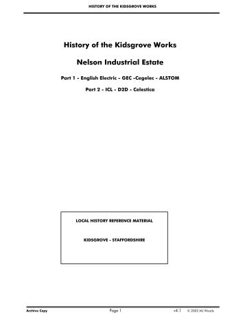 History of the Kidsgrove Works Nelson Industrial Estate