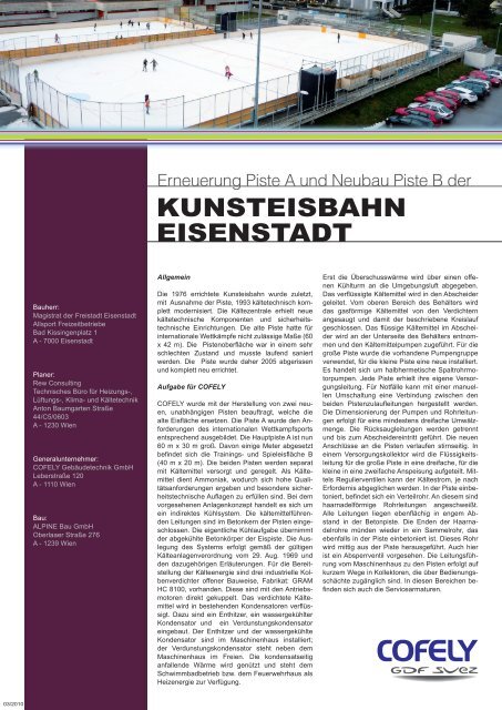 KUNSTEISBAHN EISENSTADT - COFELY GebÃ¤udetechnik GmbH
