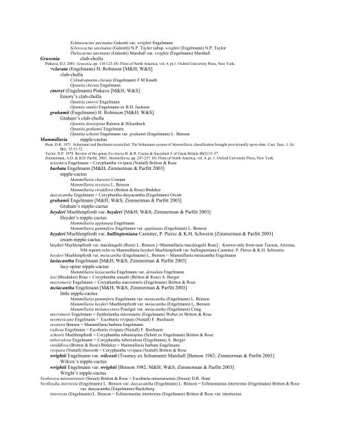 A Working Index of New Mexico Vascular Plant Names