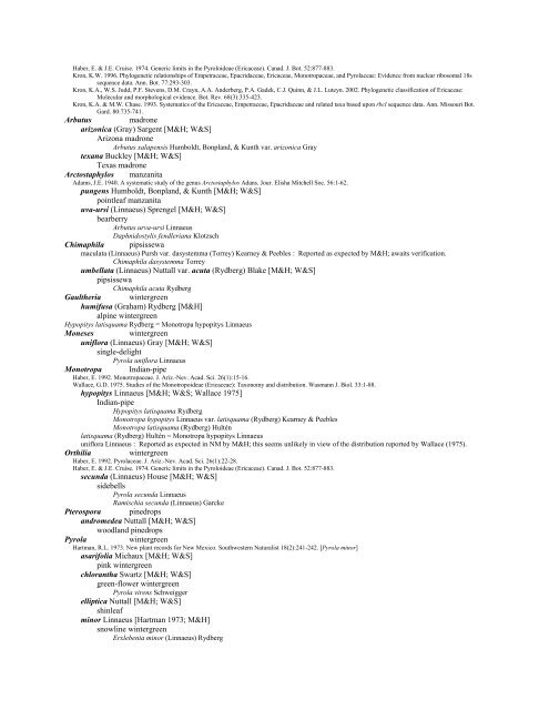 A Working Index of New Mexico Vascular Plant Names