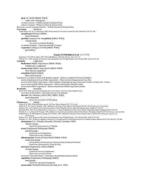 A Working Index of New Mexico Vascular Plant Names