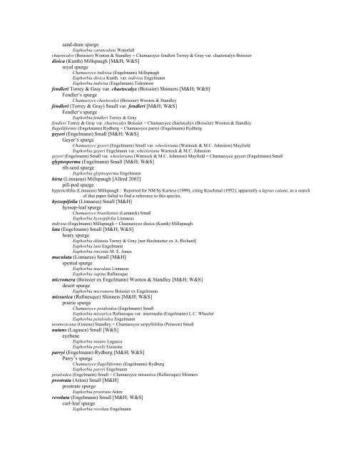 A Working Index of New Mexico Vascular Plant Names