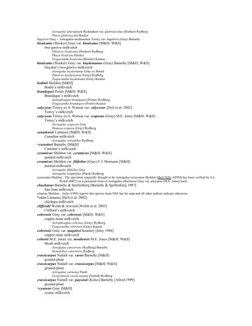 A Working Index of New Mexico Vascular Plant Names