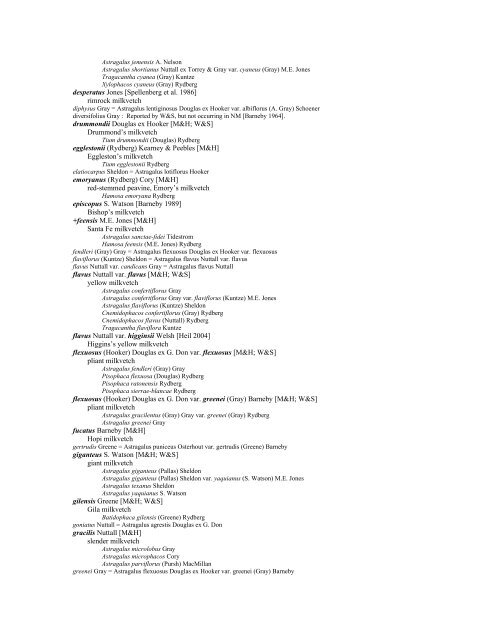 A Working Index of New Mexico Vascular Plant Names