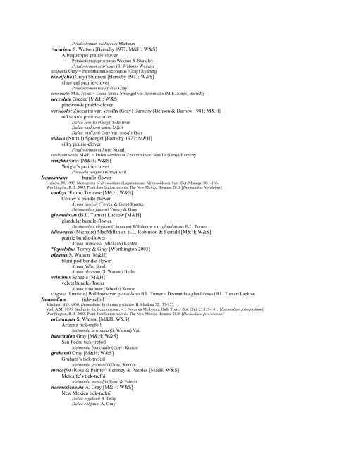 A Working Index of New Mexico Vascular Plant Names