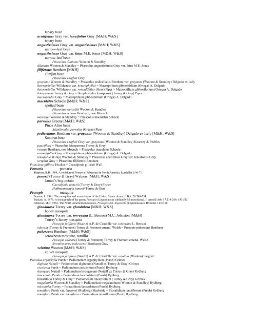 A Working Index of New Mexico Vascular Plant Names