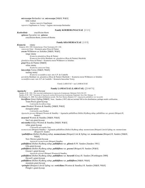 A Working Index of New Mexico Vascular Plant Names