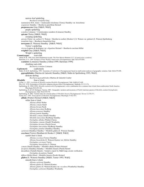 A Working Index of New Mexico Vascular Plant Names